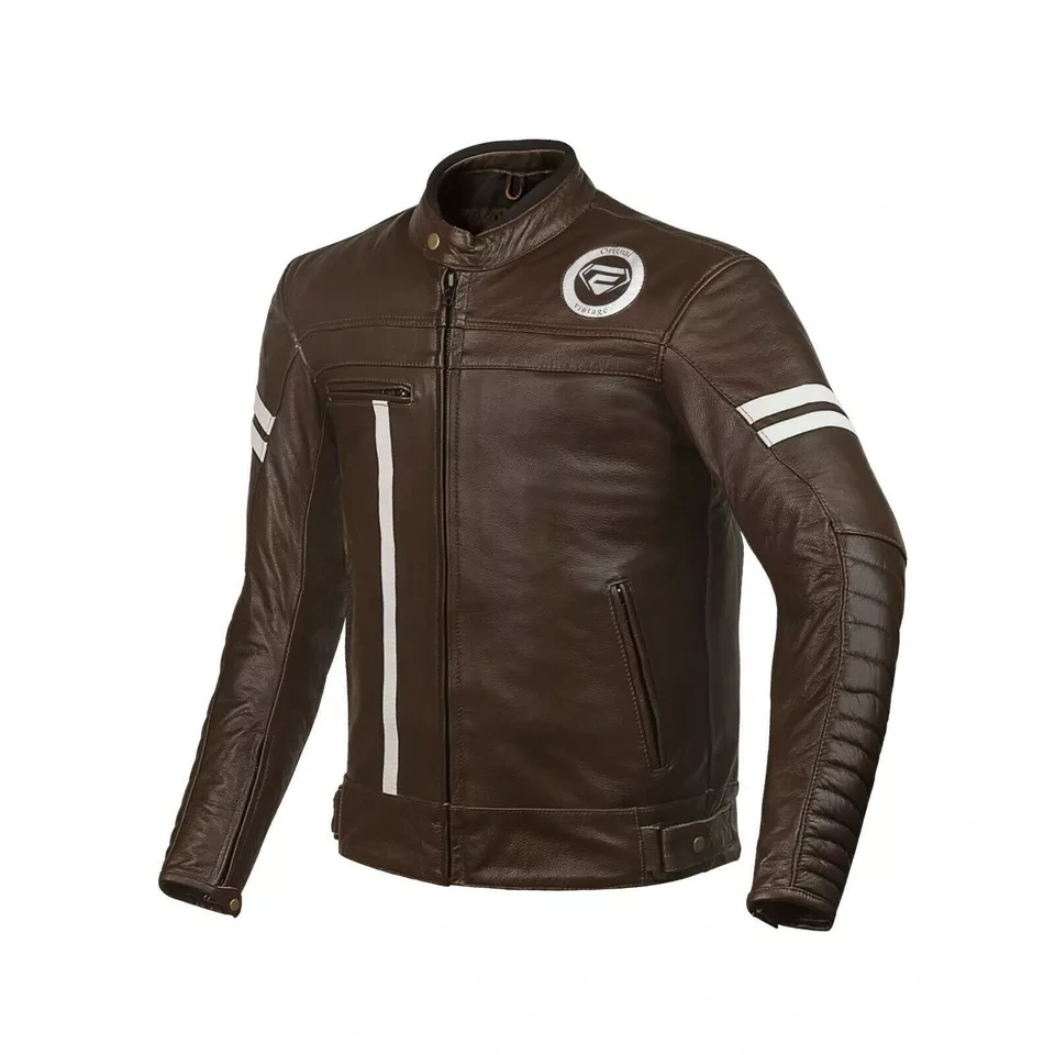 Moto Kožená Bunda Café Racer Brown