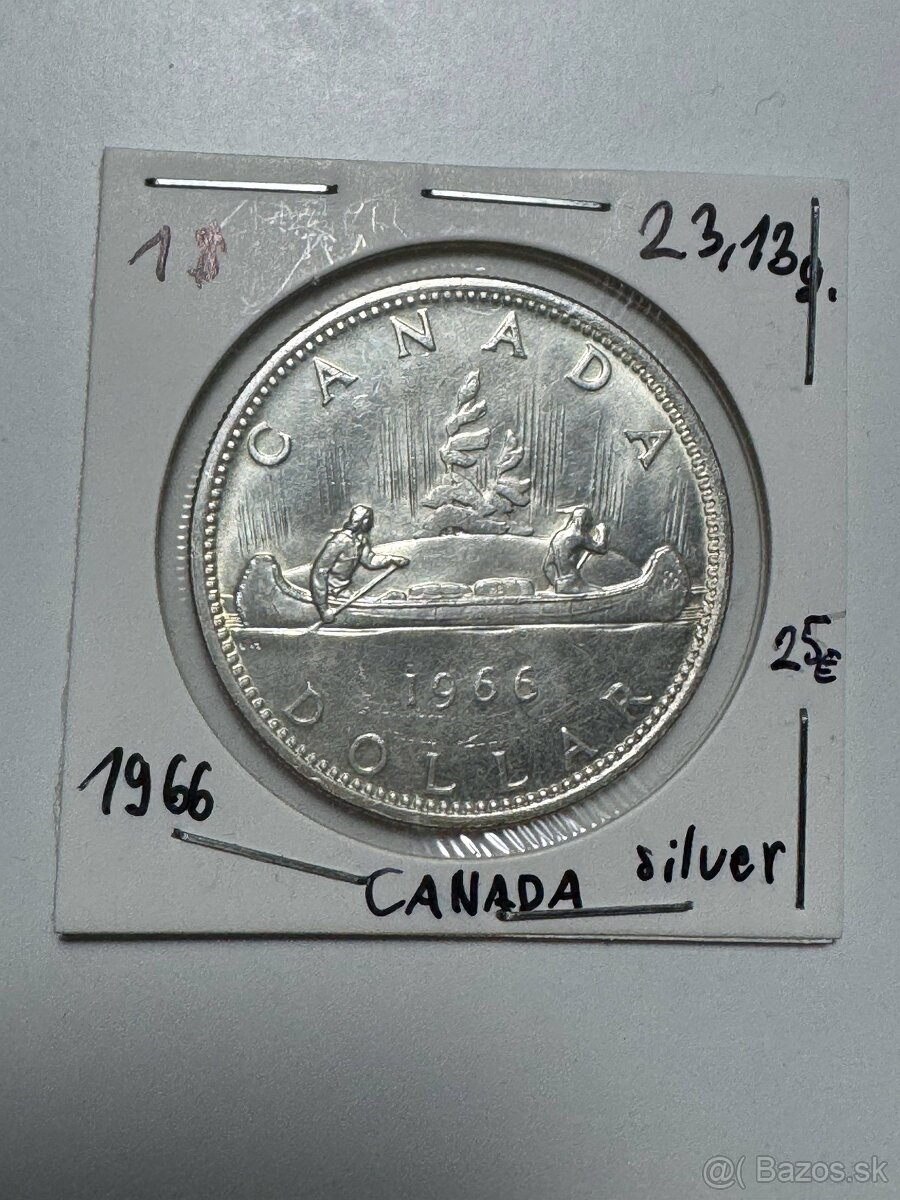 Predam Kanada strieborny Dolar 1966 23.3g