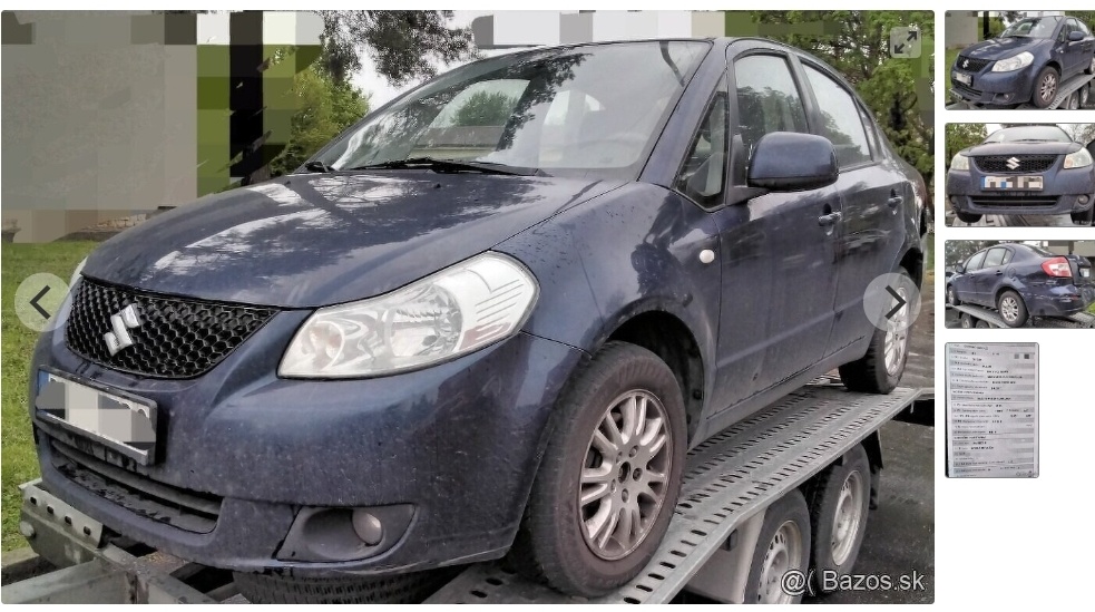 SUZUKI SX4 1.6 2008 predám NÁRAZNÍK, MOTOR M16A, DVERE, KAPO