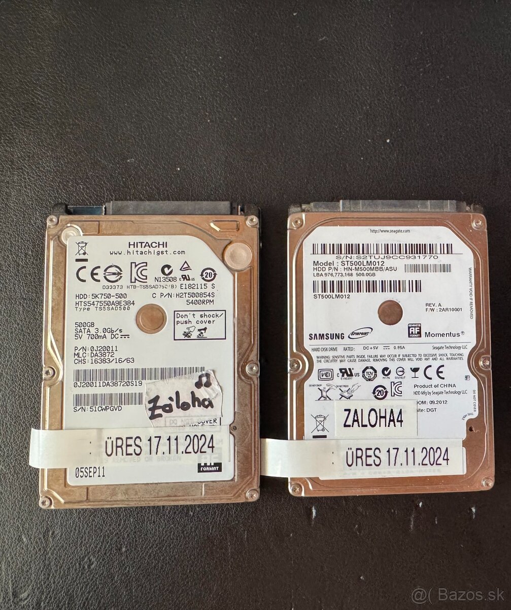 Predám tieto 2,5palcové HDD