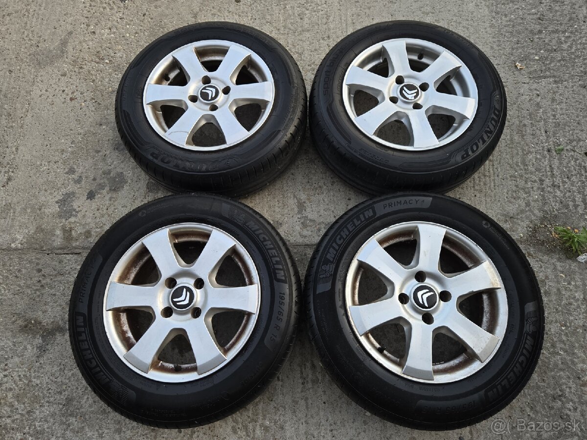 Hliníkové disky 4x108 + letné pneu 195/65r15