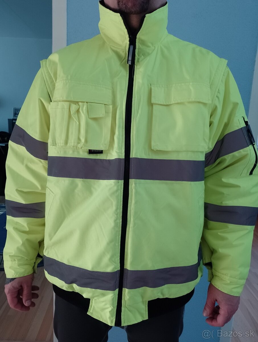 Pracovná reflexná oteplená bunda v. L-XL nová /+ 2tričká zad