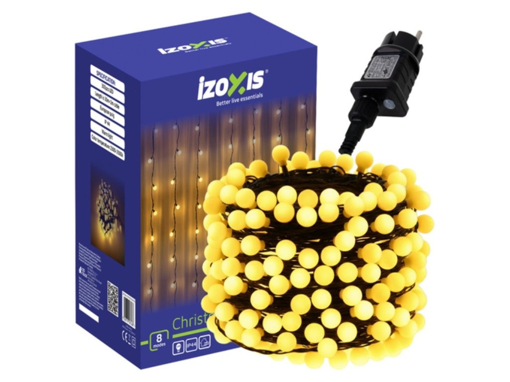 Vianočné svetlá guľky 30 m | 300 LED | Teplá farba | IP 44
