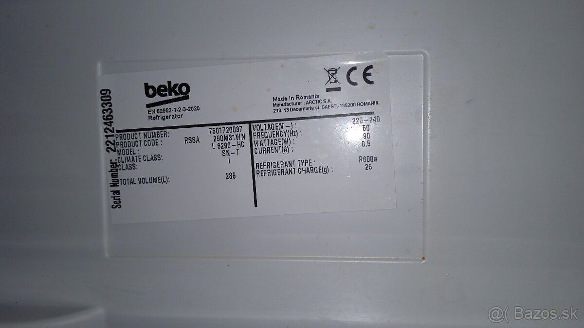 Predám chladničku Beko