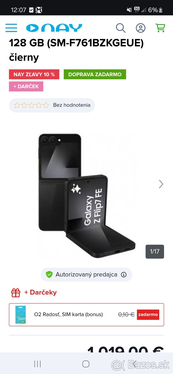 Samsung Galaxy Z Flip7 FE 5G 8 GB / 128 GB cierny