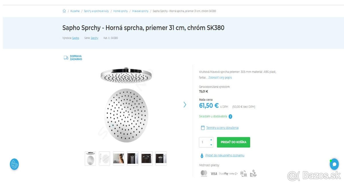 ako nová - sprchová hlavica horná ,,ufo" priemer 31 cm