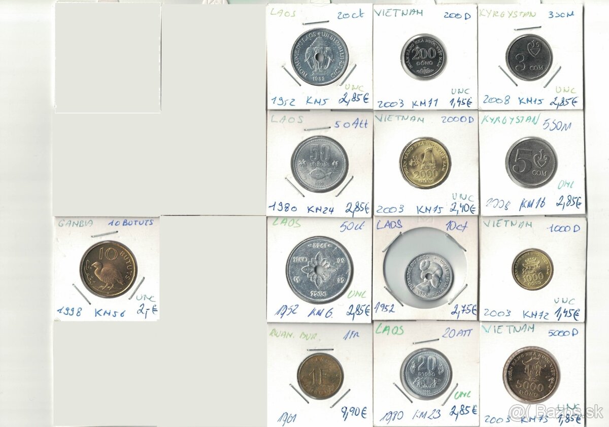 Zbierka mincí - rôzne svetové mince Afrika, Ázia, Ostrovy