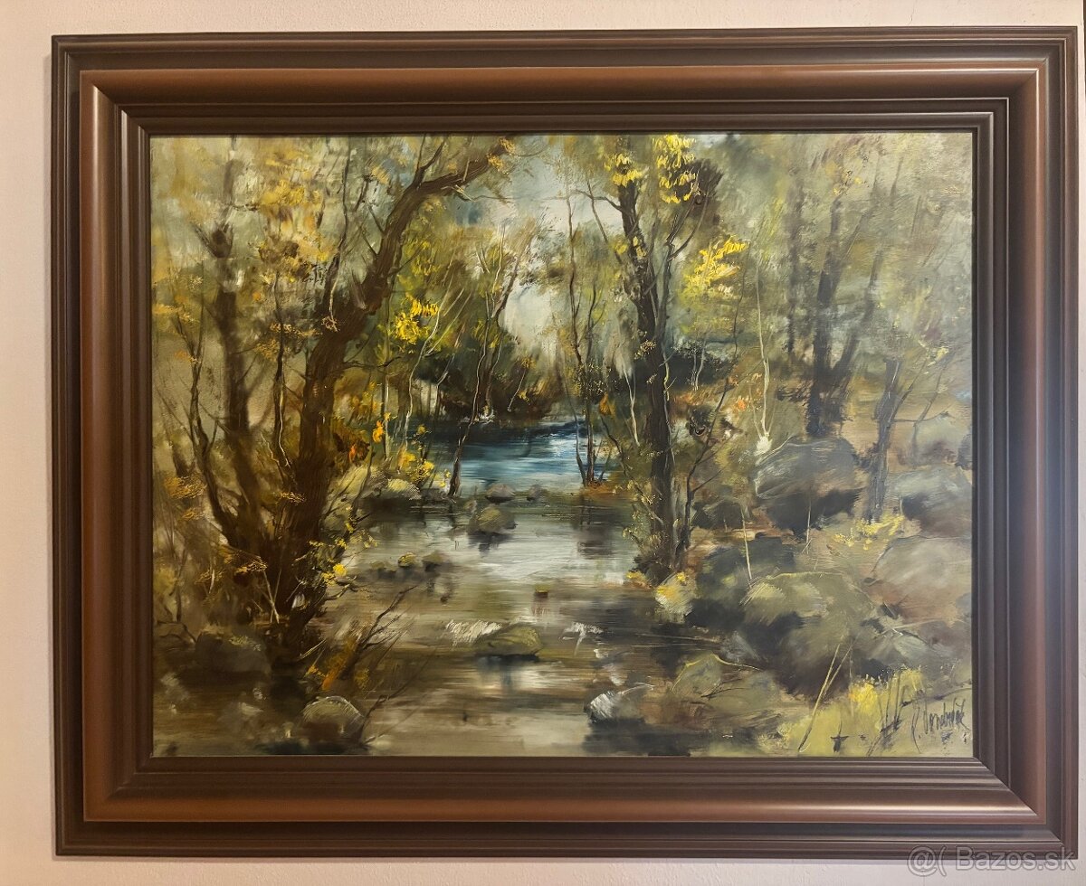 Obraz Karel Vondráček, Potok v lese olej na desce60x73