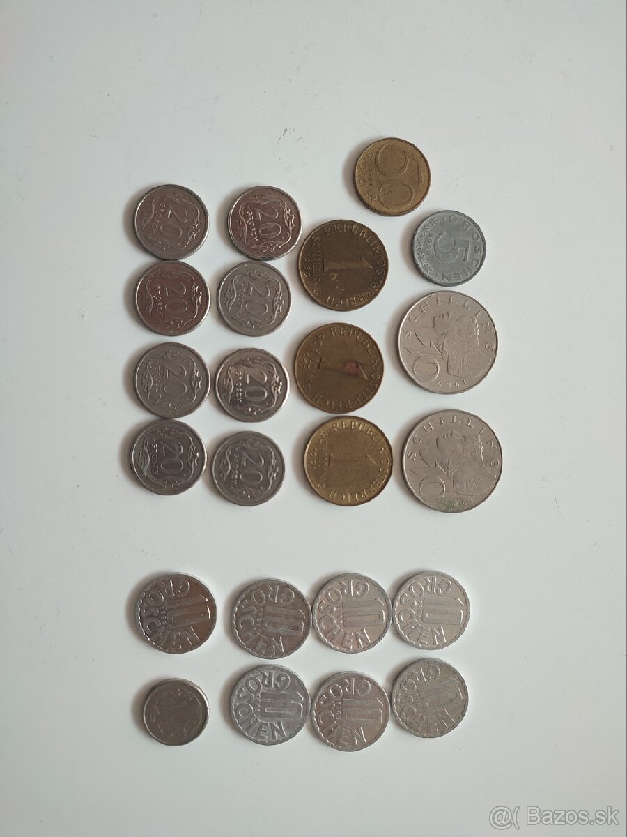 Zbierka Rakúskych mincí (Schilling, Groschen)