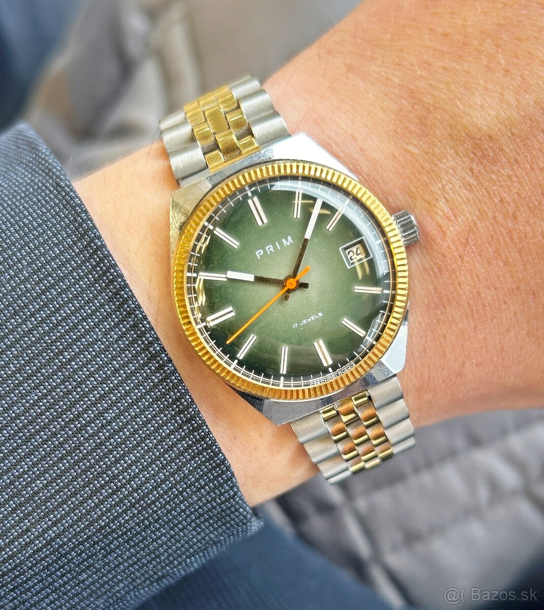 Československé Retro Vintage hodinky PRIM Ala Rolex Zelené