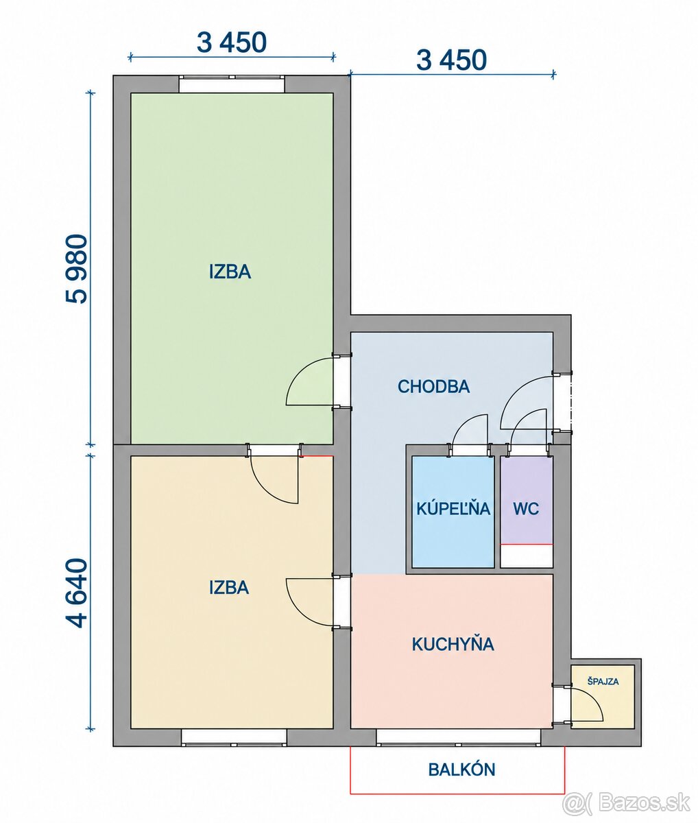2-izbový byt s balkónom v pôvodnom stave - Vlčince, 62 m²