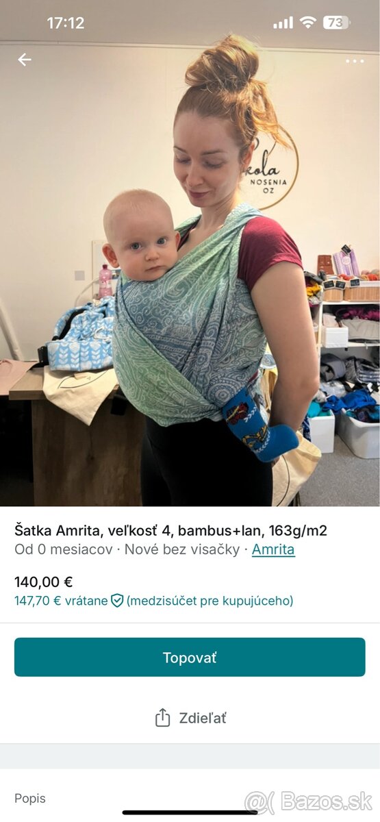Šatka Amrita bambus ľan veľkosť 4