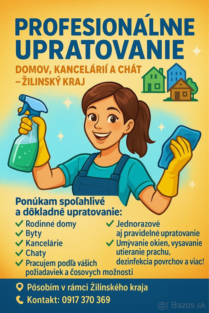 PROFESIONÁLNE UPRATOVANIE DOMOV A KANCELÁRIÍ – ŽILINSKÝ KRAJ