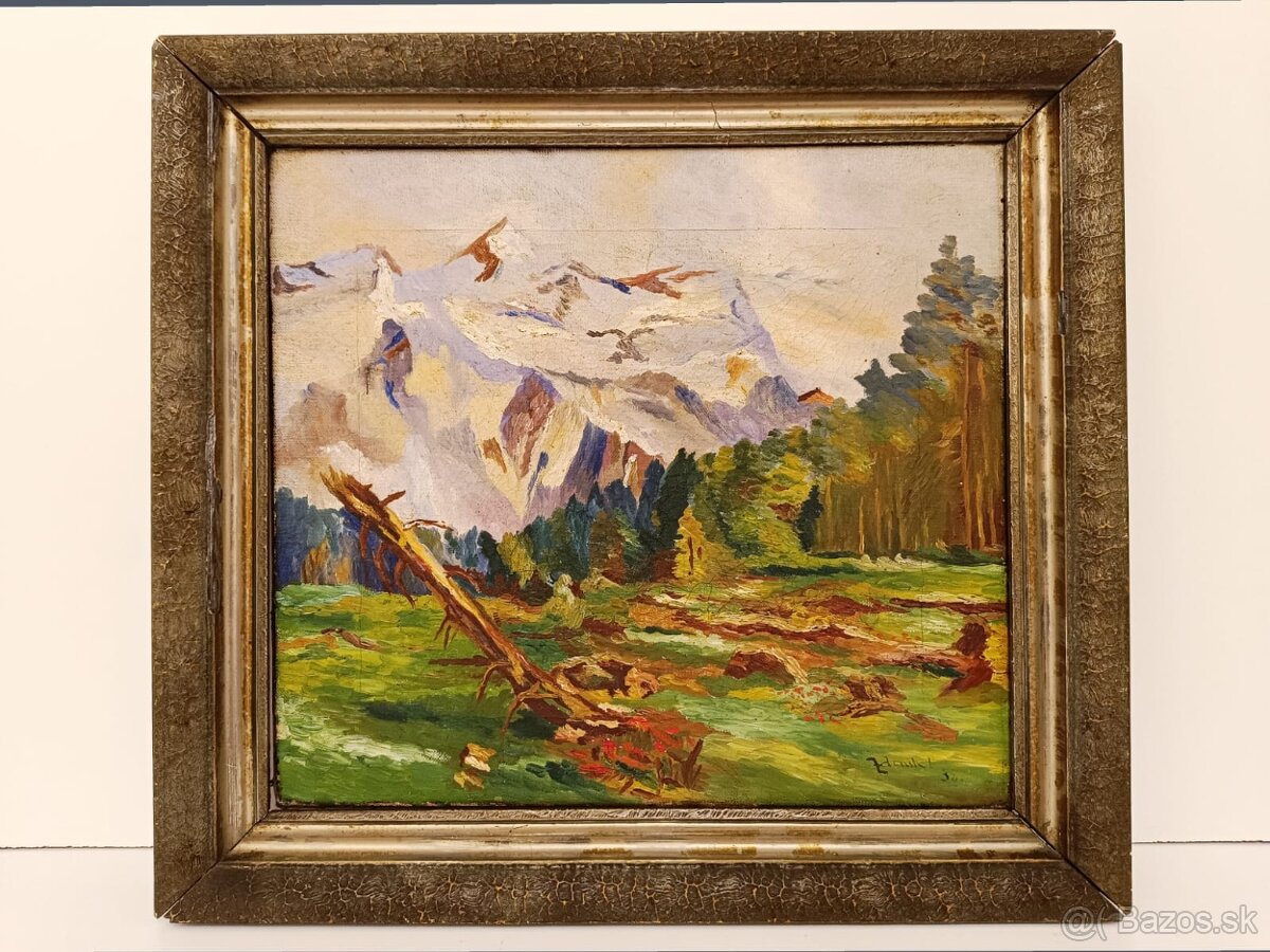 Obraz Tatranský štít 1938, olej na plátně 41x45