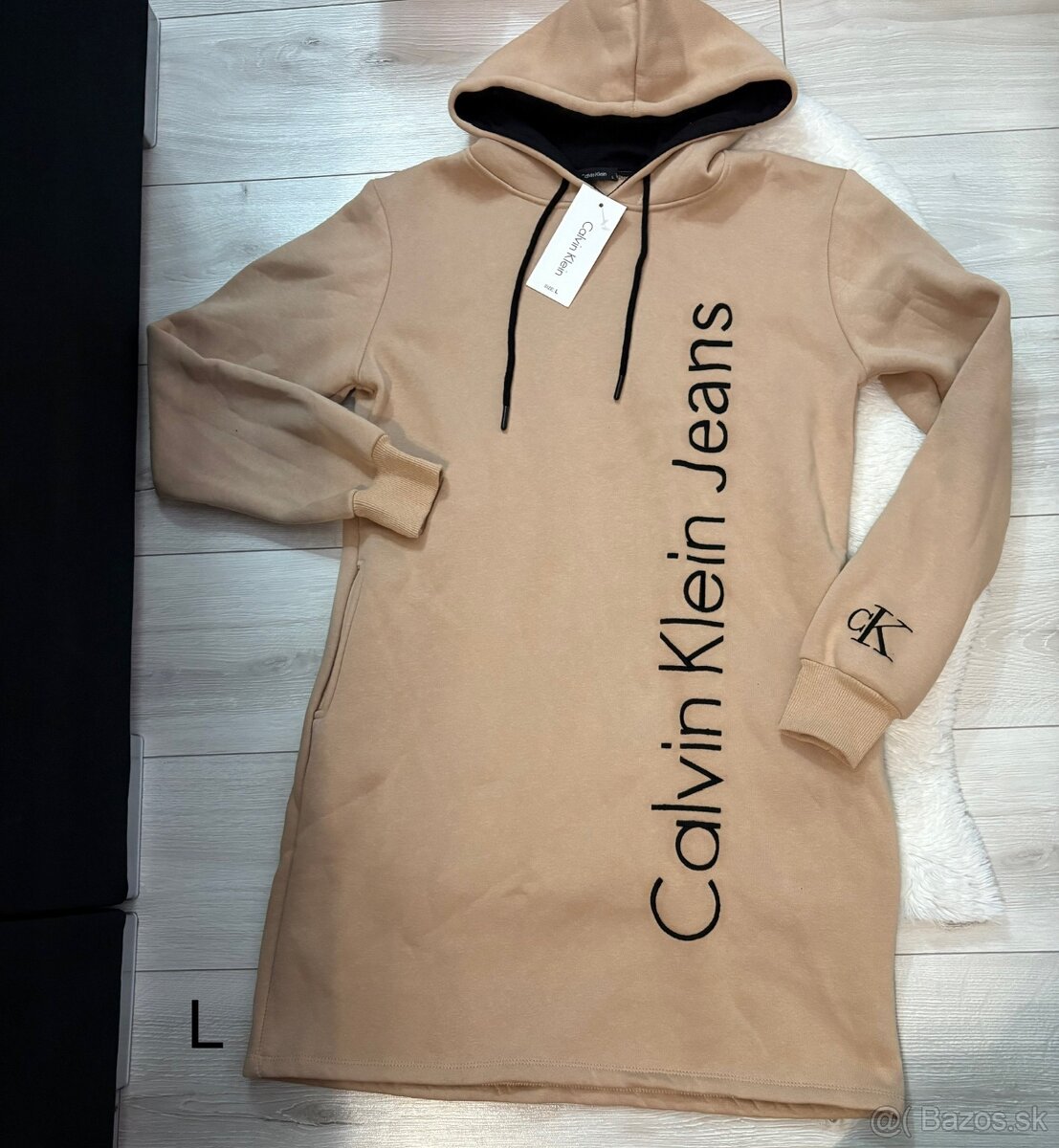 Hnedé zateplené mikinove šaty Calvin klein