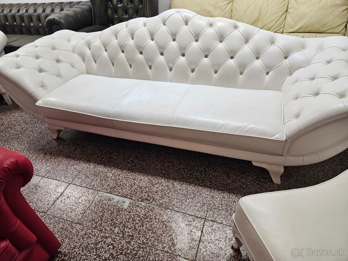 CHESTERFIELD ŠTÝL,KOŽENÁ BIELA
