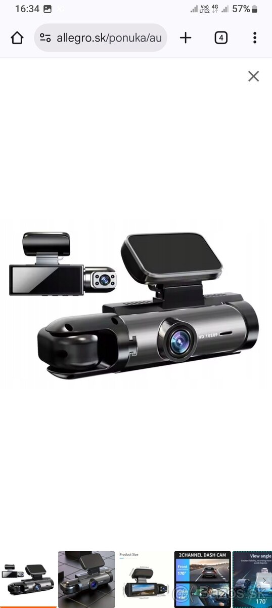 1080P WiFi autokamera s dvojitou kamerou – predná a vnútorná