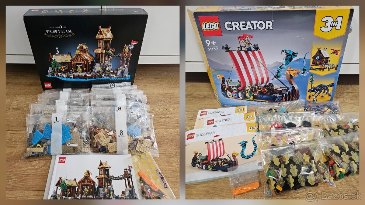 LEGO Ideas 21343 a LEGO Creator 31132 Vikingská loď a morský