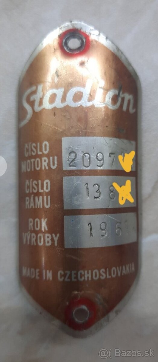 Štítok Stadion S1 S11 S22 originál 1961