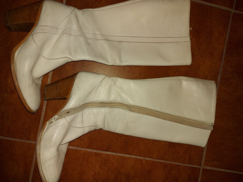 biele čižmy, koža, vel 36