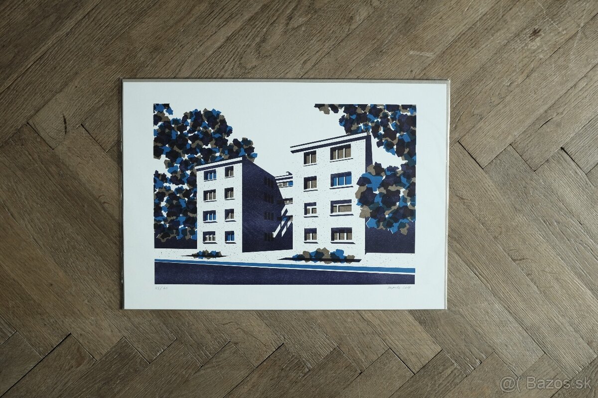 Čierne diery grafika: Bellušove domy — Marek Menke
