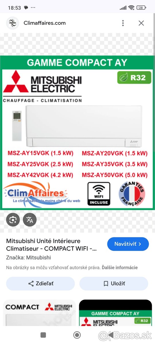 Predám klimatizáciu Mitsubishi
