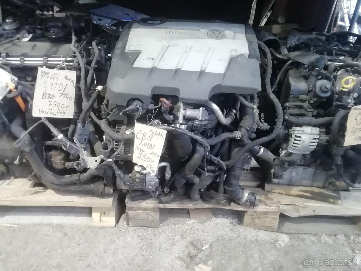 Motor 2,0 tdi 81 kw cod motora CBA volkswagen group