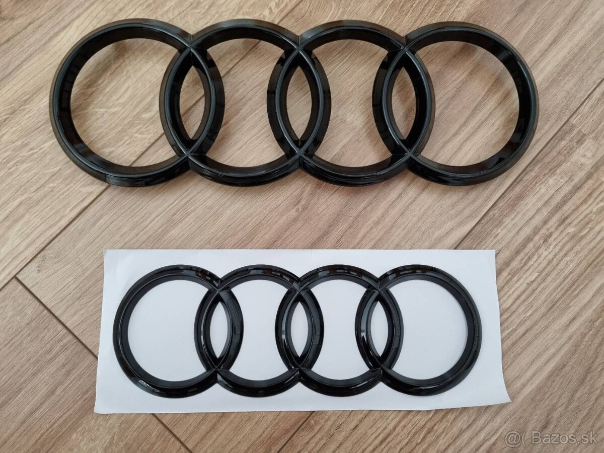 AUDI KRUHY ZNAK LOGO - čierne lesklé