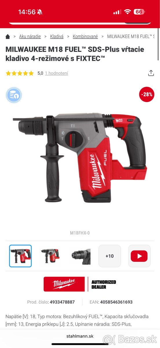 MILWAUKEE M18 FUEL SDS-plus vŕtacie kladivo