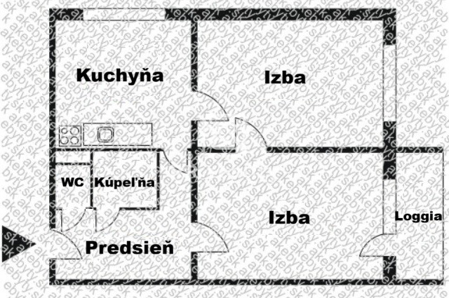 2-izbový byt - Kpt. Jaroša, pôvodný stav, 58m2 + loggia