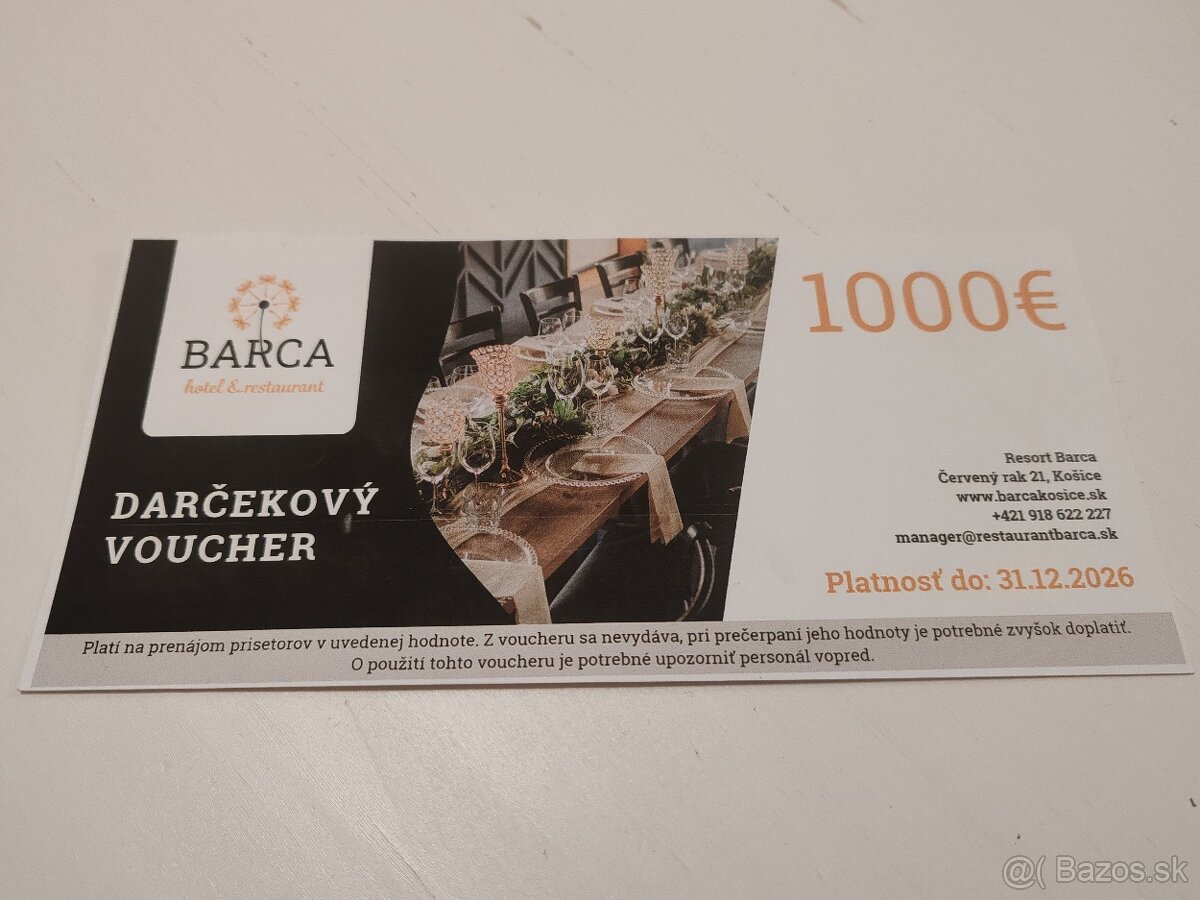 Voucher do Resort Barca v hodnote 1000eur