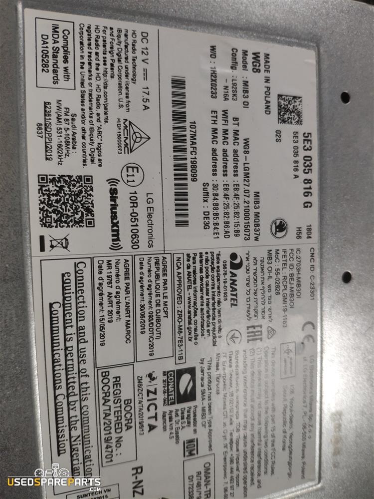 Predám infotainment jednotku MIB3 – 5E3 035 816 x – Škoda Oc