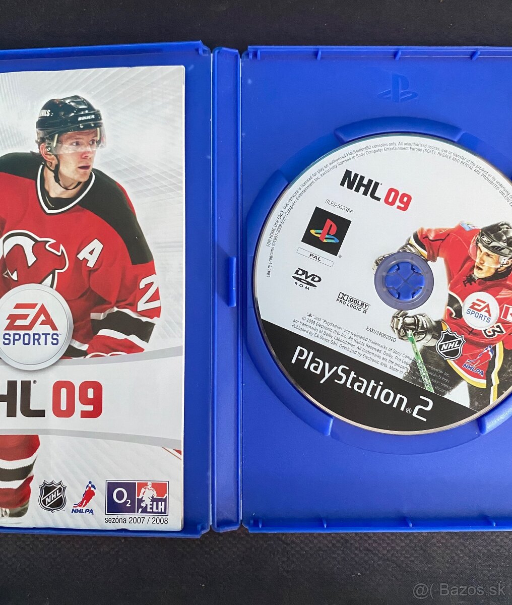 Playstation 2 + NHL 09, FIFA 08 + 2 ovládače