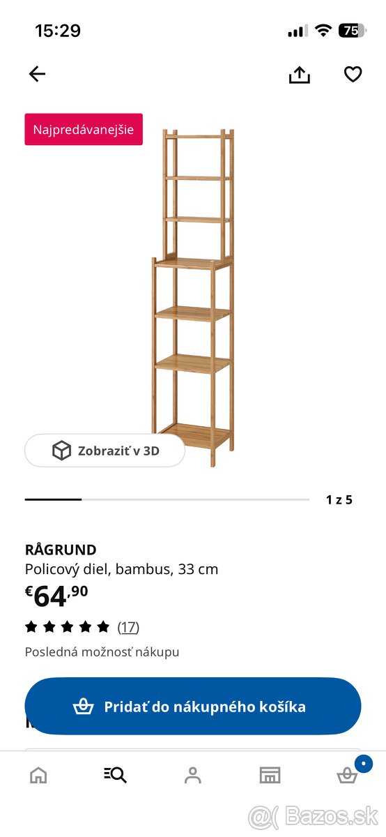Policový bambusový diel IKEA