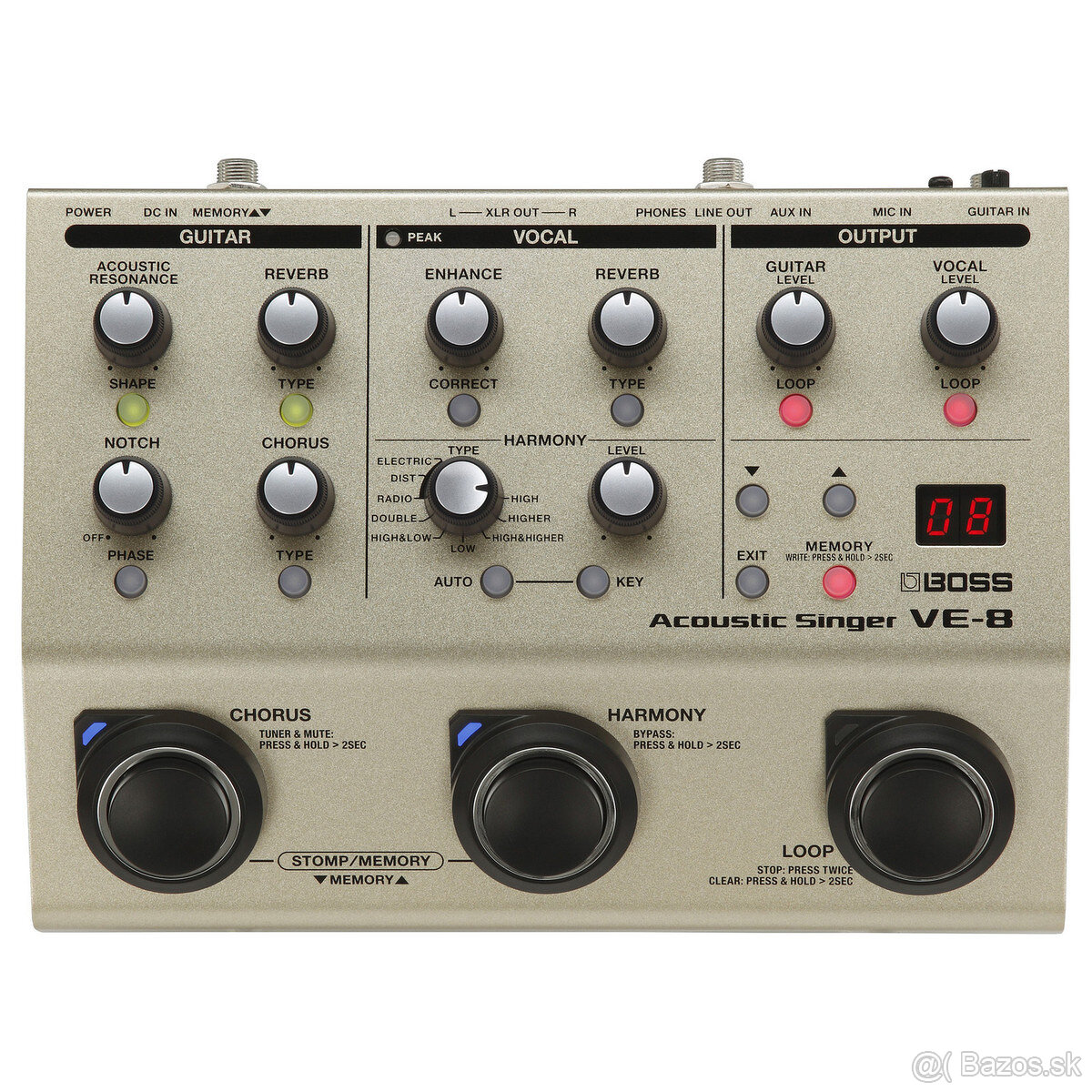Boss VE-8 vokalizer, looper NOVY + adapter gratis