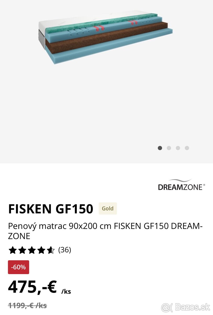 Penový matrac 90x200 cm FISKEN GF150 DREAMZONE