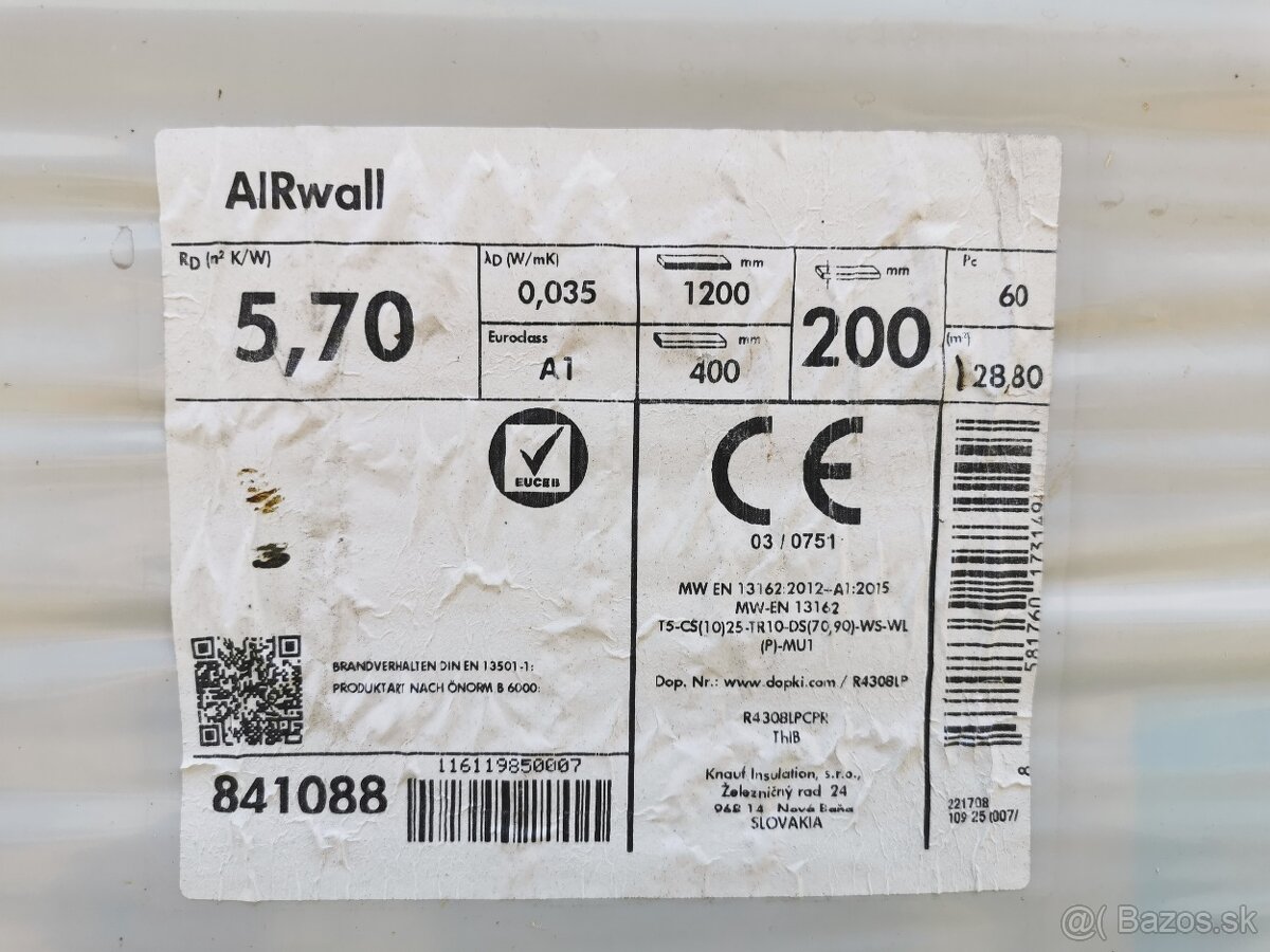 MV na zateplenie KNAUF Nobasil AIRwall 200x400x1200mm (0,96