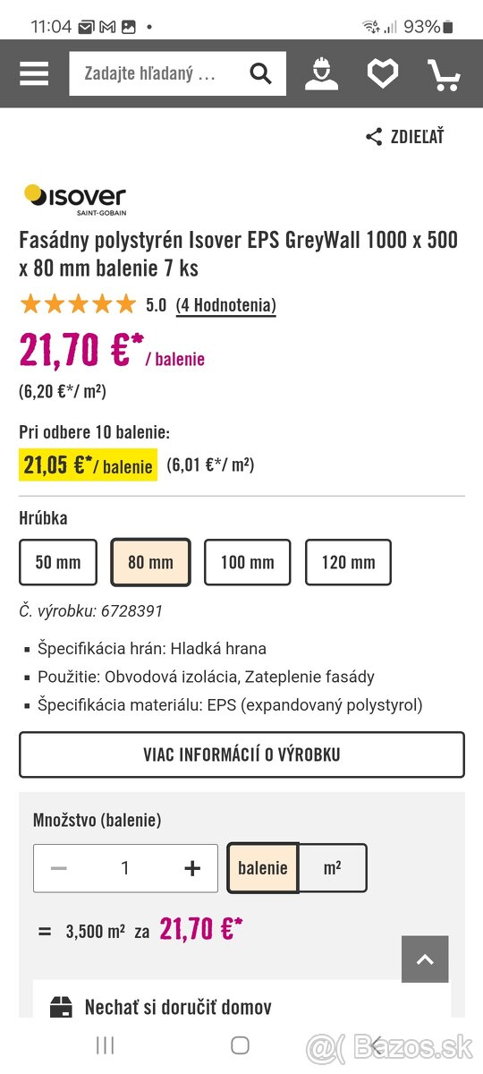 Polystyren Isover 8 cm