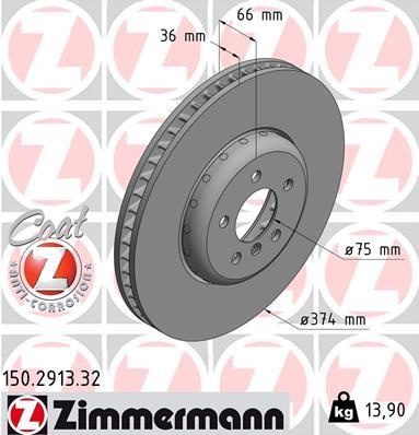 ZIMMERMANN 150.2913.32 - Brzdový kotúč f10 M550d 374mm