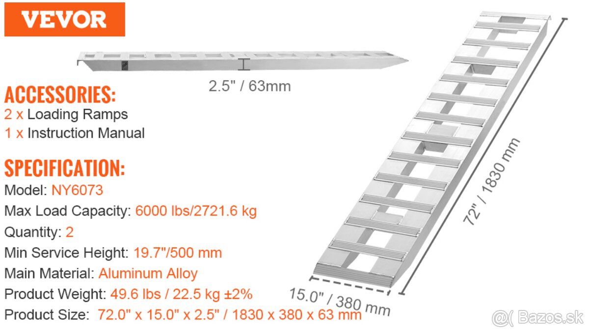 Najazdova rampa dlha 1830 mm max. 2721 kg