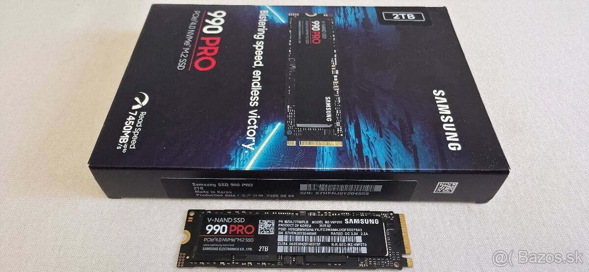 2TB NVMe SSD Samsung 990 PRO M.2 - r7450MB/s, w6900MB/s