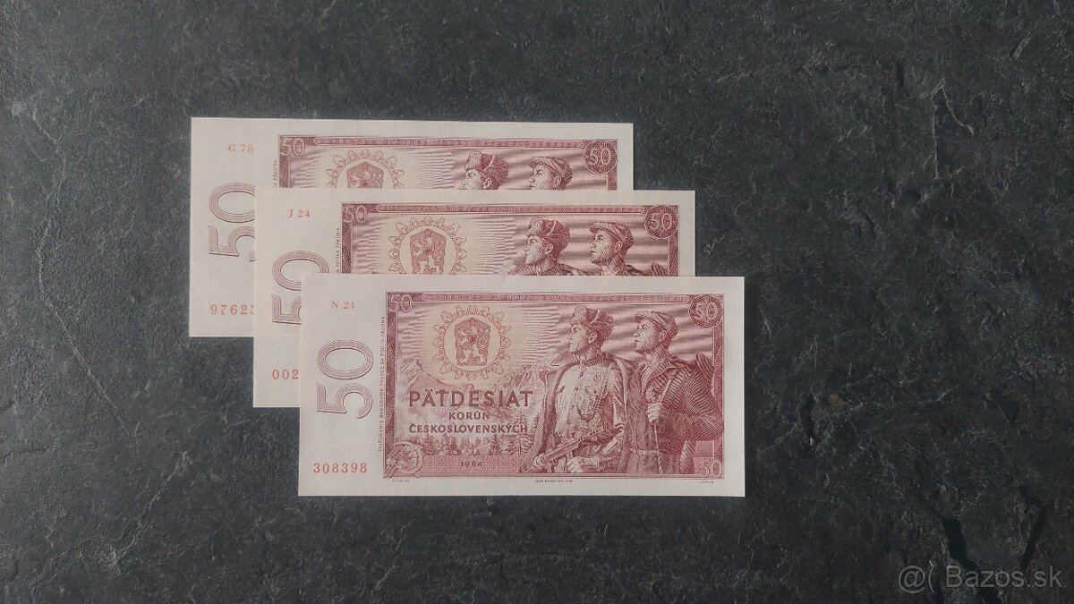 3x 50 Kčs 1964, stav N