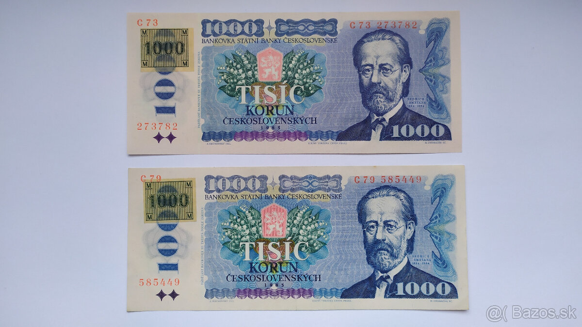 1000 Kčs kolok CZ lepený