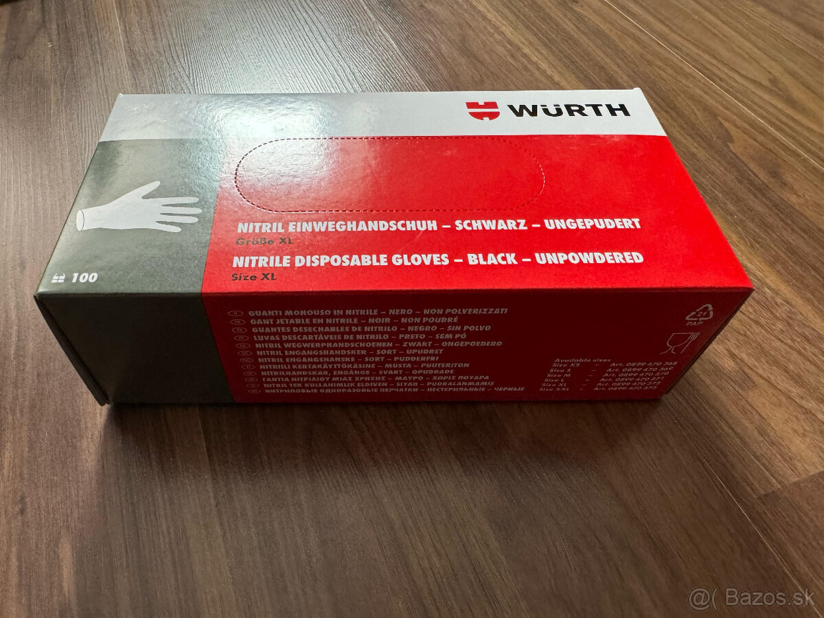 WURTH nitrilové rukavice bez púdru XL 100ks