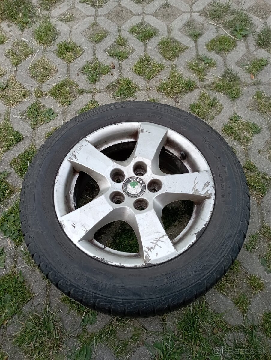 Predám hliníkové disky s letnými pneumatikami na škodu fabia