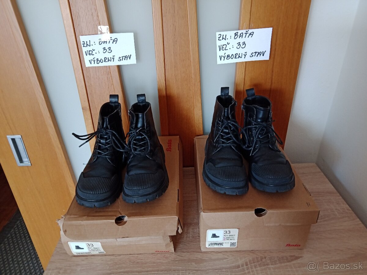 Dievčenské zatepl.clenkove topánky zn.Bata veľ.33