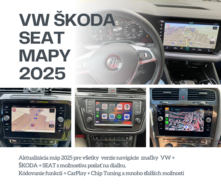 Aktualizácia navigácie VW Škoda Seat Mapy 2025 Kodovanie
