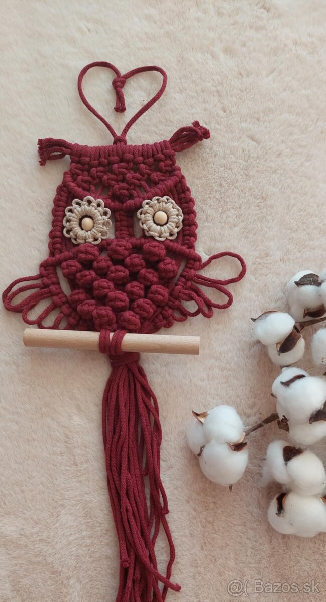 macrame sova vínovočervená
