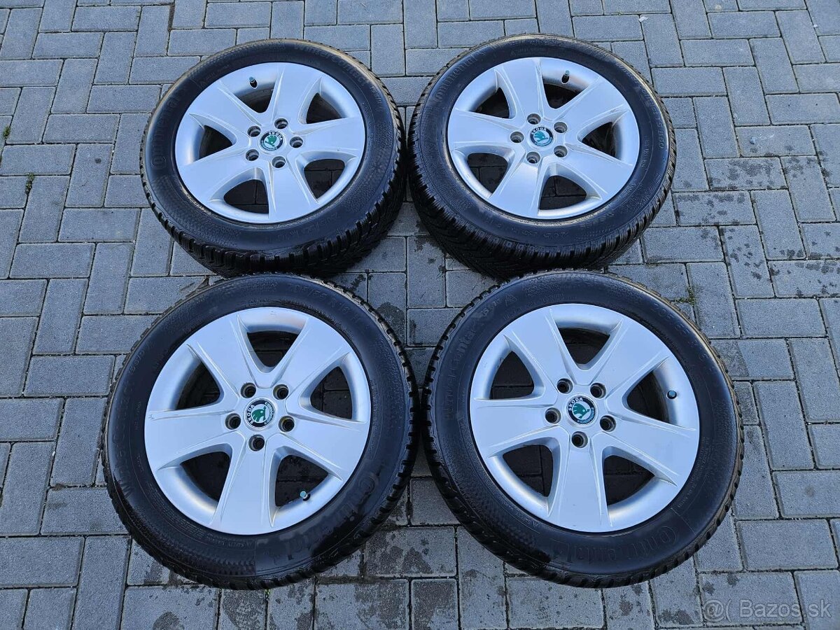 ELEKTRONY SKODA s pneu 5x112 r16 - zimná sada CONTINENTAL