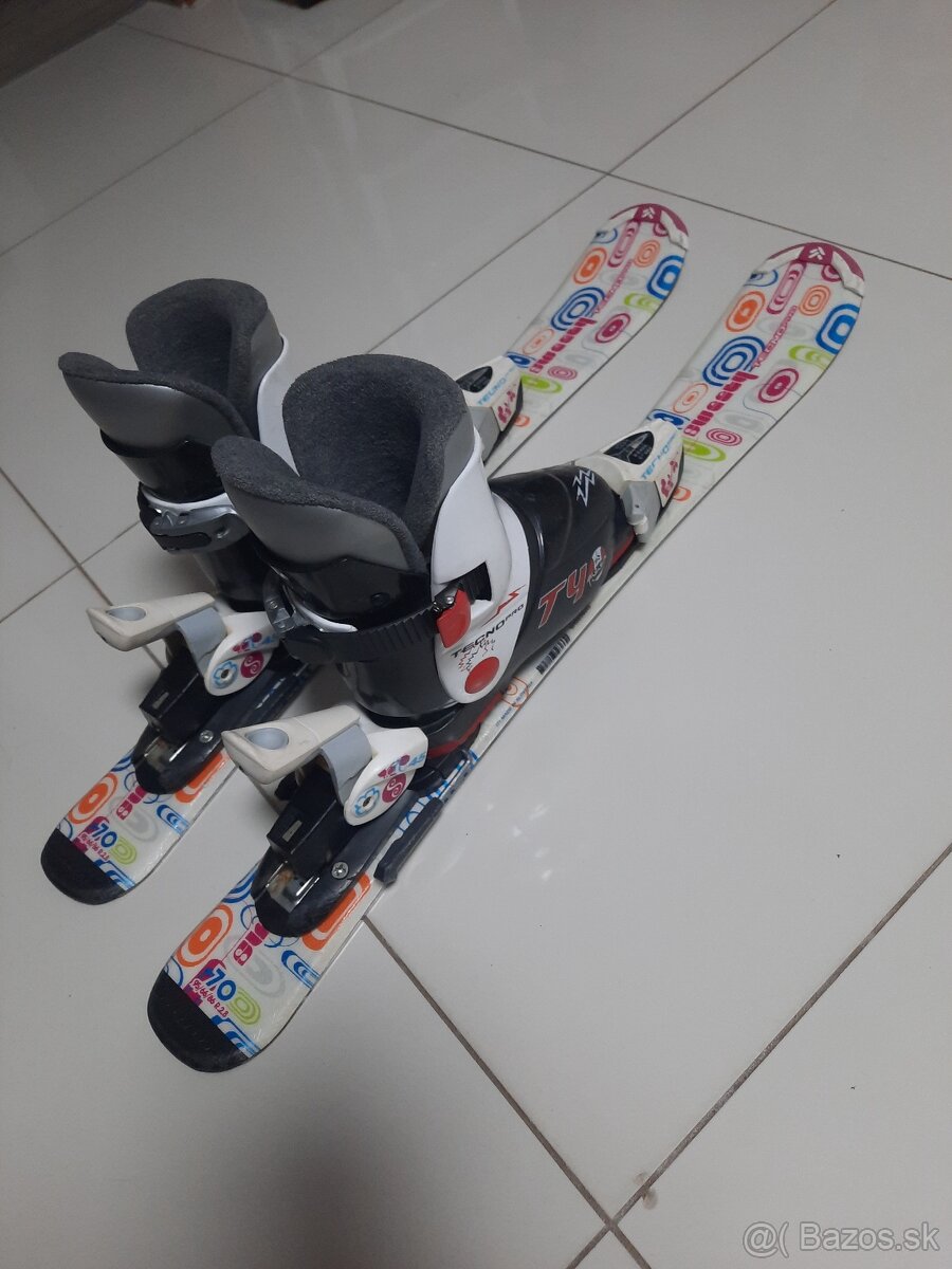 Detské lyže 70 cm a lyžiarky veľ. 212 mm